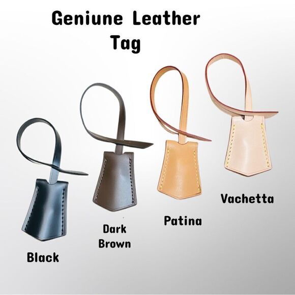Leather Tag -DARK BROWN GENIUNE DECORATIVE LEATHER TAG - Picture 4 of 4